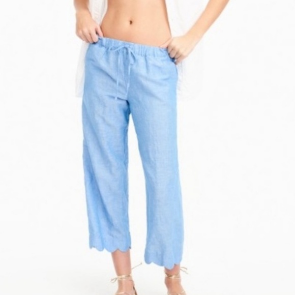 Jcrew Scalloped Linencotton Beach Pant 